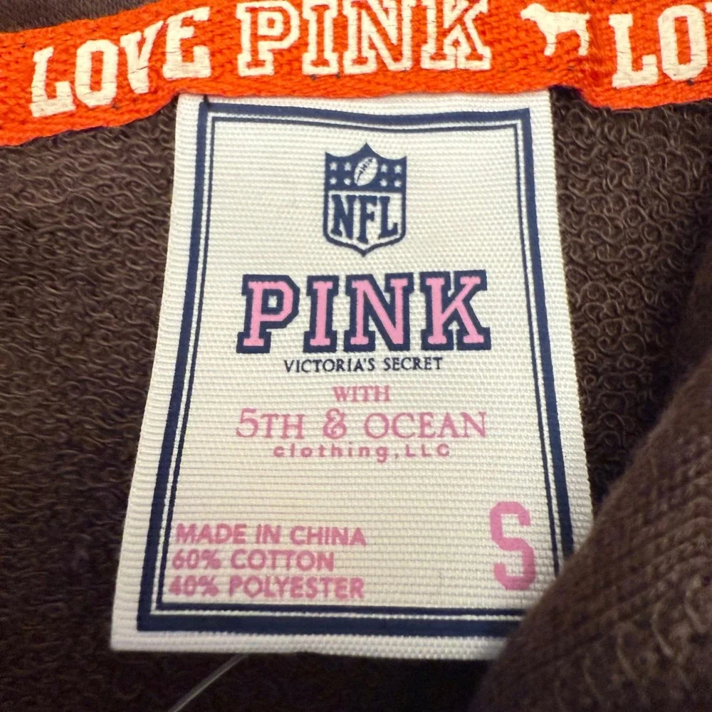 PINK Victoria's Secret NFL Cleveland Browns Zip Hoodie Womens S Brown Football‎ - Picture 4 of 10